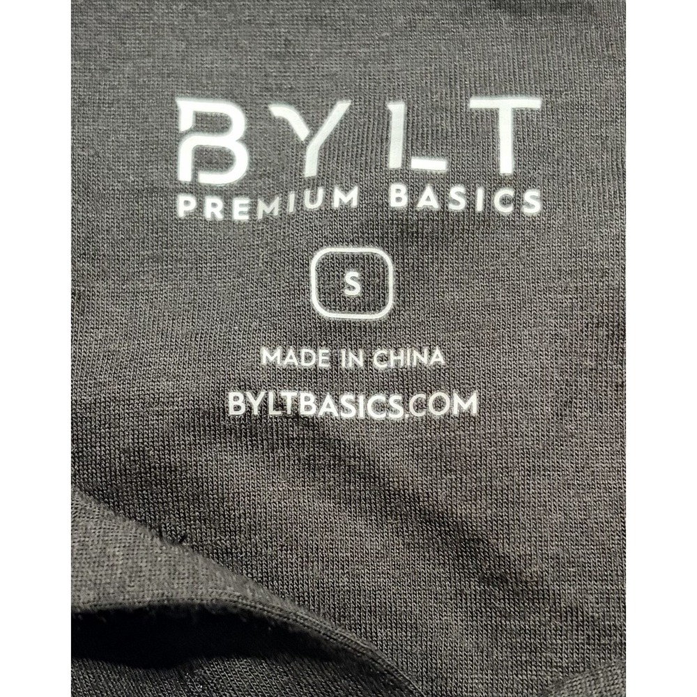 BYLT Premium Basics Lux Long Sleeve Polo Shirt Mens S Black 3-Button Casual - Picture 4 of 6